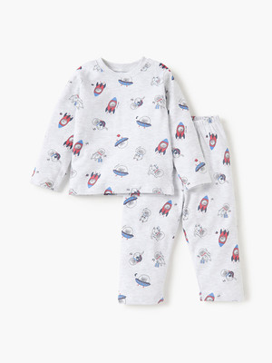 JUNIORS by Babyshop Boys Casual T-shirt Pyjama(Grey)