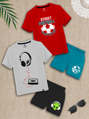 Raax Boys & Girls Casual T-shirt Shorts(Red:Turcoise:White:Black)