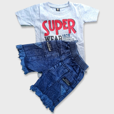 mahi creation Boys & Girls Casual T-shirt Shorts(Grey)