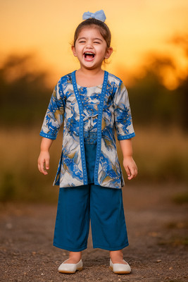 KAARIGARI Girls Party(Festive) Jacket Pant(Turquoise Blue)