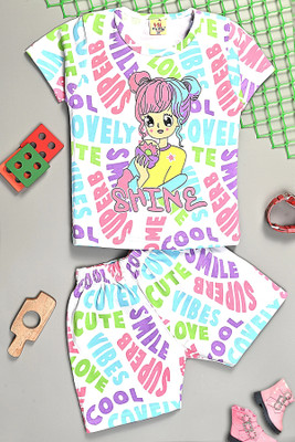 HouseOfCommon Baby Girls Casual Top Shorts(MULTICOLOUR)