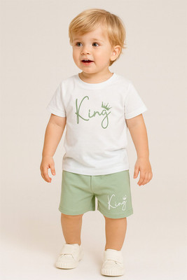 OUTFITforkids Boys Casual T-shirt Shorts(White)