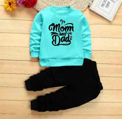 Online Loot Store Baby Boys & Baby Girls Casual T-shirt Trouser(light blue, black)