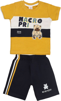 happiee bears Baby Boys Casual T-shirt Shorts(Gold)