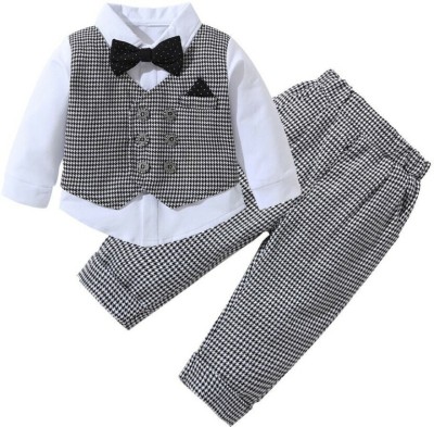 CATTY Baby Boys & Baby Girls Party(Festive) Waistcoat Pant(WHITE)