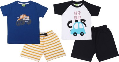 ShaishavWears Baby Boys Casual T-shirt Shorts(Blue - WhiteD)