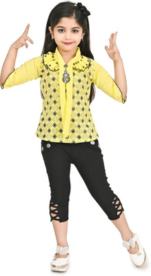 ASROOPFASHION Baby Girls Party(Festive) Top Capri(YELLOW)