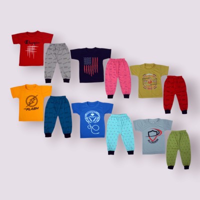 DIAMOND EXPORTER Baby Boys Casual T-shirt Track Pants(MULTICOLOR)