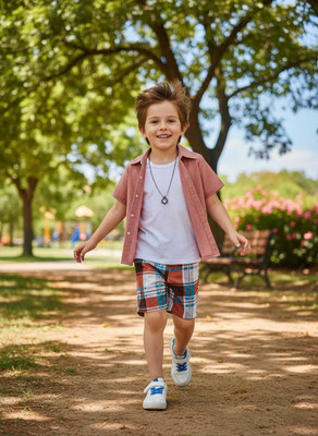Haora Fashion Boys & Girls Casual Shirt Shorts(Orange)