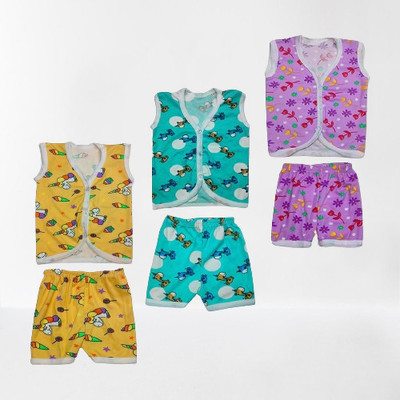 FRANSCART Baby Boys & Baby Girls Casual Top Shorts(Multicolor 3)