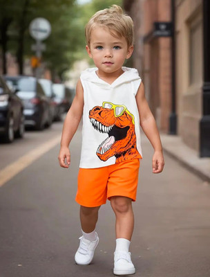 MUSNAHGARMENTS Baby Boys Party(Festive) Sweatshirt Shorts(White and orange)