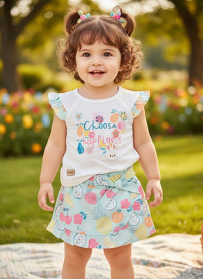 Kiko Baby Girls Casual Top Shorts(Light Blue)
