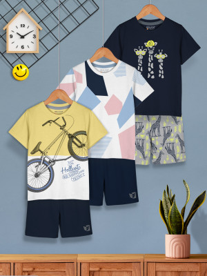 Hellcat Boys Casual T-shirt Shorts(Mustard2/White2/Navy2)