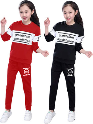 DRUZZEE Baby Boys & Baby Girls Casual T-shirt Pant(Red-Black)