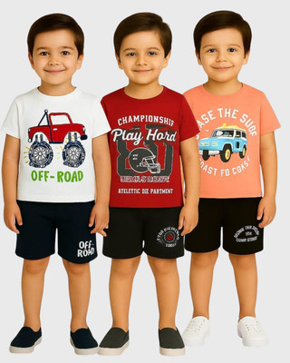 BURBN Baby Boys Party(Festive) T-shirt Shorts(Multicolor5)