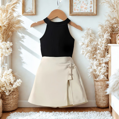RIYANSHI Girls Casual Top Skirt(BLACK)