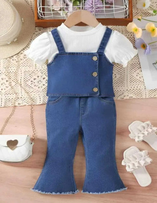 I Naina Dresses Girls Party(Festive) Top Jeans(Blue & White1)