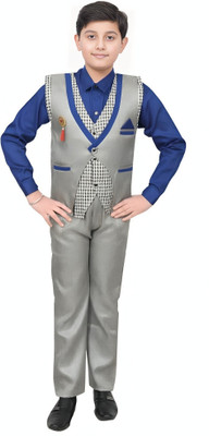 Go Berry Boys Party(Festive) Shirt Jeans, Bow Tie, Waistcoat(BLUE)