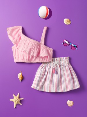 NautiNati Baby Girls Casual Top Skirt(Pink)