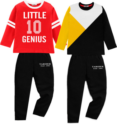 tarsier Baby Boys & Baby Girls Casual T-shirt Track Pants(GENIUS RED_YELLOW CROSS)