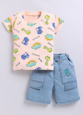 ZADMUS Baby Boys Dinosaur Party(Festive) T-shirt Shorts(Beige)