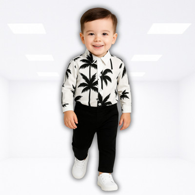 menvy Baby Boys Party(Festive) Shirt Pant(WHITE FLOWSOME PATTERN)