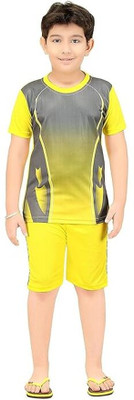 iLyk Boys & Girls Casual T-shirt Shorts(lemon yellow, grey)