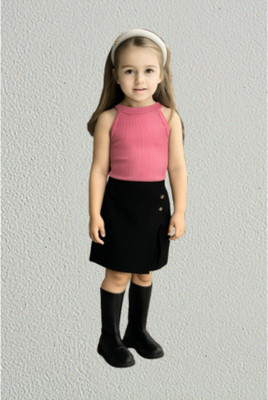 Riyanshi Collect Girls Casual Top Shorts(Pink, Black)