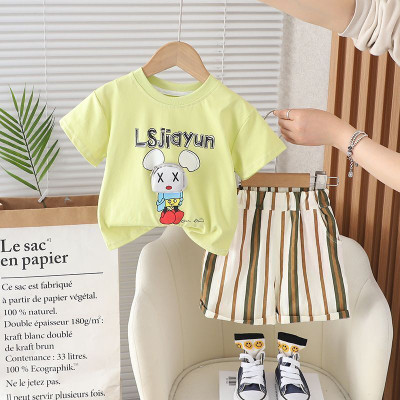 ELLENBER Boys Party(Festive) T-shirt Shorts(white, green)