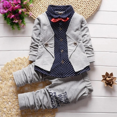 KHODIYAR FASHION Boys Party(Festive) Jacket Trouser, Shirt, Bow Tie(Grey)