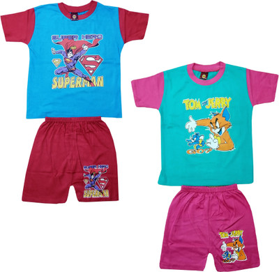 MRBB Boys Tom & Jerry Casual T-shirt Track Pants(Blue,Green)