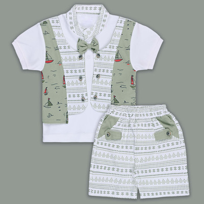 Silver Kraft Baby Boys Casual T-shirt Shorts(Green)