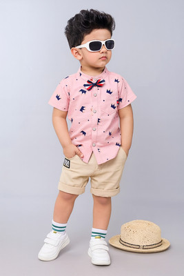 StyleDust Baby Boys & Baby Girls Casual Shirt Shorts(ROYALTAJ_PINK_CHIKU)
