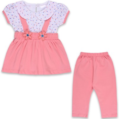 Wishkaro Baby Girls Casual Top Pant(Peach)