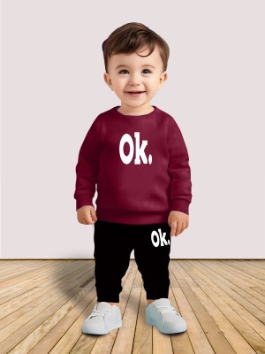 MGRS Baby Boys & Baby Girls Casual T-shirt Track Pants(Maroon)