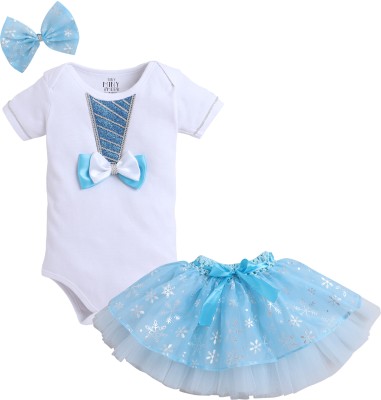 TINY MINY MEE Baby Girls Party(Festive) Bodysuit Bodysuit(Sky Blue)