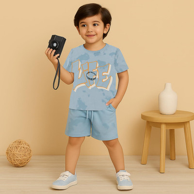 KIdbea Boys Casual T-shirt Shorts(BLUE)