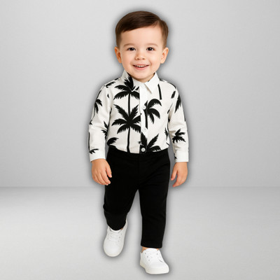 menvy Baby Boys Party(Festive) Shirt Pant(WHITE FLOWSOME PATTERN)