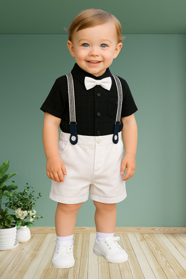 KRIYU CREATION Boys Party(Festive) Shirt Shorts(BLACK)