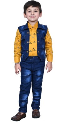 Mini Tikes Boys Casual Shirt Jeans, Jacket(Mustard)