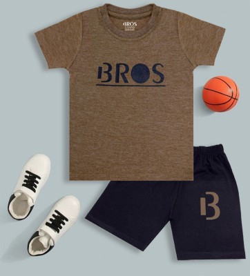 3BROS Baby Boys & Baby Girls Casual T-shirt Pant(Brown)