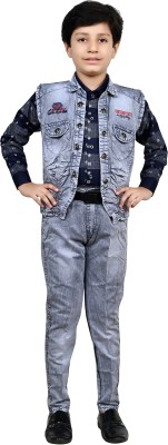 Arshia Fashions Boys Party(Festive) Shirt Jeans, Jacket(Grey)