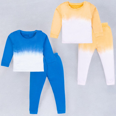 PROVOGUE Boys & Girls Casual T-shirt Pyjama(Blue&White, Yellow&White)