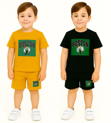 HouseOfCommon Baby Boys Casual T-shirt Shorts(Yellow&Black)