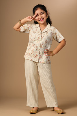 Fashion Dream Girls Casual Shirt Pant(CHIKOO)