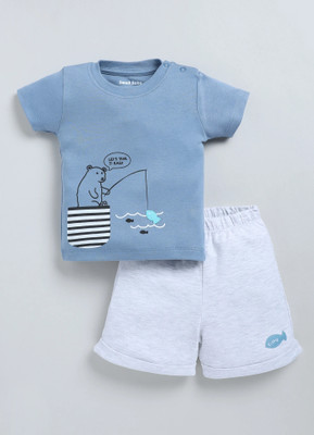 Smart Baby Baby Boys Casual T-shirt Shorts(Blue & Grey)