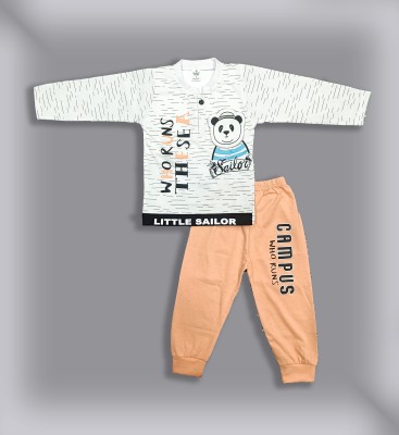 Bunny Club Baby Boys & Baby Girls Casual T-shirt Pyjama(FAWN)