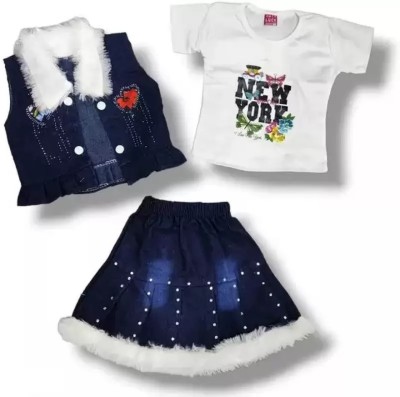 Teen Hug Baby Girls Party(Festive) Jacket Skirt(Blue)