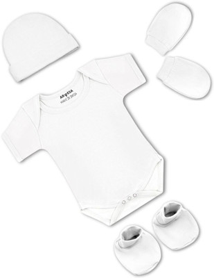 ARVESA Baby Boys & Baby Girls Casual Romper Cap, Bootie, Mitten(White)