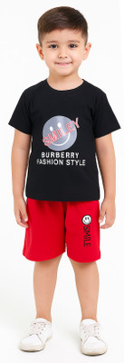 CUTEBOYS Boys Casual T-shirt Shorts(Black)